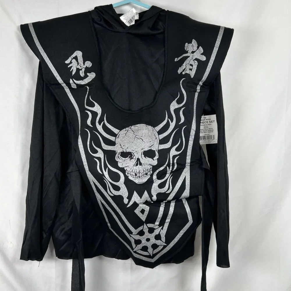 Skull Ninja Halloween Costume Boys Medium 8-10 MISSING PANTS